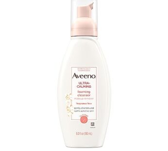 Aveeno Ultra-Calming Foaming Cleanser & Makeup Remover Facial Cleanser with Calming Feverfew, Face Wash for Dry & Sensitive Skin, Hypoallergenic, Frag