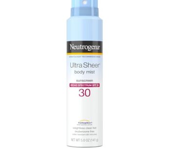 Neutrogena Ultra Sheer Body Mist Sunscreen Spray Broad Spectrum SPF 30, Lightweight, Non-Greasy & Water Resistant, Oil-Free & Non-Comedogenic, Oxybenz