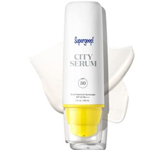 Supergoop! City Serum, 2 fl oz – SPF 30 PA+++ Anti-Aging Morning Lotion – Lightweight, Antioxidant-Rich Formula – Hydrating Vitamin Serum for Face – P