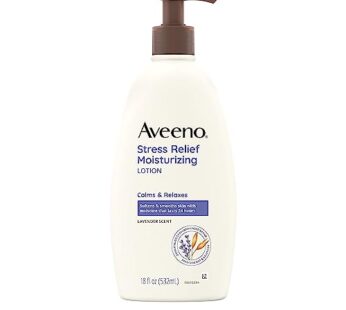 Aveeno Stress Relief Moisturizing Body Lotion with Lavender Scent, Natural Oatmeal to Calm & Relax, Non-Greasy Daily Stress Relief Lotion, 18 fl. oz (