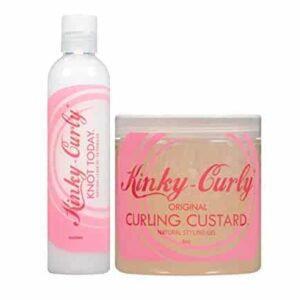 Kinky Curly Knot Today Leave In Conditioner/Detangler 8 oz + Curl Custard Gel 8 oz - Image 2