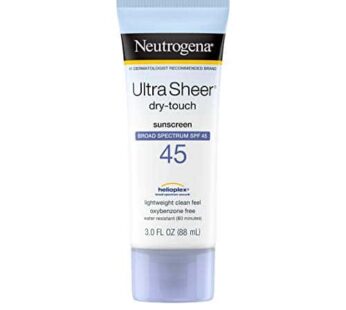 Neutrogena Ultra Sheer Dry-Touch Sunscreen Lotion, Broad Spectrum SPF 45 UVA/UVB Protection, Lightweight Water Resistant, Non-Comedogenic & Non-Greasy