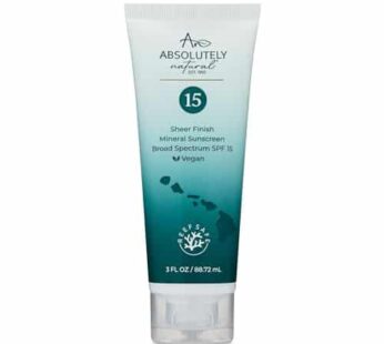 Absolutely Natural – SPF 15 Mineral Sunscreen – Broad Spectrum Water Resistant Moisturizer Lotion For Body & Face – With Non-Nano Zinc Oxide, Vitamin