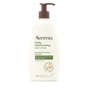 Aveeno Daily Moisturizing Body Lotion with Soothing Oat and Rich Emollients, Fragrance-Free, 18 Fl Oz - Image 1