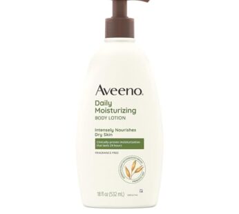 Aveeno Daily Moisturizing Body Lotion with Soothing Oat and Rich Emollients, Fragrance-Free, 18 Fl Oz