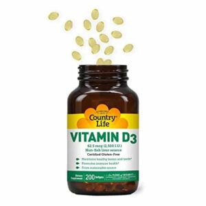 Country Life Vitamin D3 2500 IU Soft Gels, Larger, 200 sg, 200 Count - Image 3