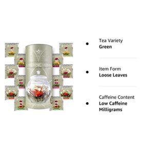 Teabloom Jasmine Flowering Tea ? Hand Tied Green Tea Leaves + Jasmine Blossoms Flowering Tea Creations ? Blooming Tea Gift Set ? 12-Pack, 36 Steeps, M - Image 8