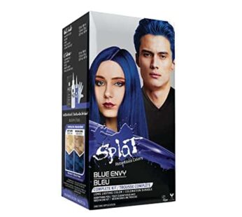 Splat Blue Envy Semi Permanent Hair Dye Kit with Bleach, 1 Application, Includes Blue Hair Dye, Oxide & Bleach Powder, Vegan & Cruelty Free Hair Color
