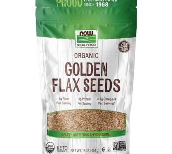 NOW Foods, Organic Golden Flax Seeds, Source of Essential Fatty Acids and Fiber, Certified Non-GMO, 16-Ounce (Packaging May Vary)