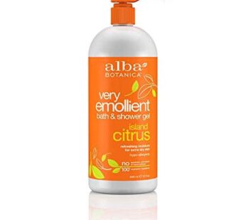 Alba Botanica Very Emollient Bath & Shower Gel – Island Citrus 32 fl oz (947 ml) Gel