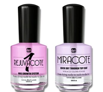 duri Rejuvacote 1 Original Maximum Strength Nail Growth System Base, Top Coat and Miracote Quick Dry Top Coat Combo