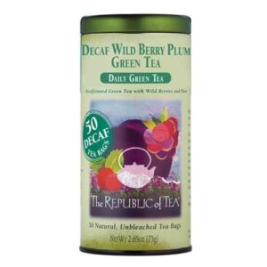 The Republic of Tea - Decaf Wild Berry Plum Green Tea, 50 Tea Bags, Tin | Fruit Tea | Decaffeinated - Image 2