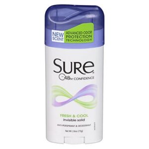 Sure Anti-Perspirant & Deodorant Invisible Solid Fresh & Cool 2.60 oz (Pack of 6) - Image 2