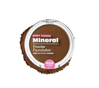 Ruby Kisses Mineral Pressed Powder Foundation, Medium to Full Coverage Natural Finish 0.35 Ounce (Cognac)