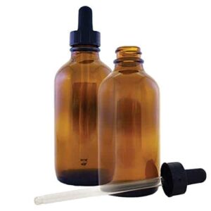 Amber Glass Bottle 4oz W/Glass Dropper - 2 Bottles - Image 1