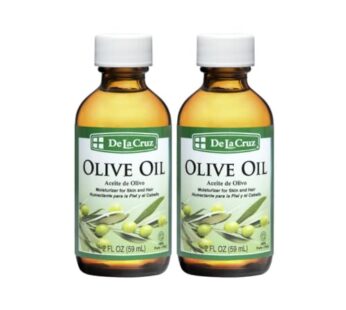 De La Cruz Pure Olive Oil – Natural Expeller Pressed Olive Oil for Hair and Skin – Lightweight Body Oil for Dry Skin 2 Fl Oz (2 Bottles)