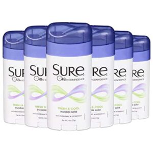 Sure Anti-Perspirant & Deodorant Invisible Solid Fresh & Cool 2.60 oz (Pack of 6) - Image 1