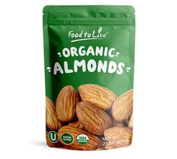 Food to Live – Organic Almonds, 2 Pounds Non-GMO, Whole, Raw, No Shell, Unpasteurized, Unsalted, Vegan, Kosher, Bulk. Keto Snack. Good Source of Vitam