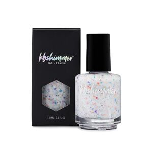 Oh Splat White Glitter Nail Polish with Rainbow Glitters- 0.5 oz Full Sized Bottle - Image 2