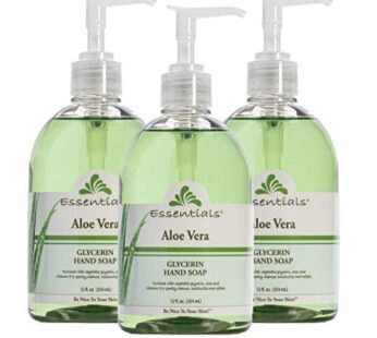Essentials by Clearly Natural Glycerin Liquid Hand Soap, Aloe Vera, 12-Fluid Ounce, Pack of 3