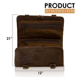 KomalC Premium Buffalo Leather Hanging Toiletry Bag Travel Dopp Kit (Distressed Tan) - Image 4