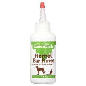 Animal Essentials Herbal Ear Rinse Cleaner for Dogs and Cats, 4 fl oz - Made in USA Certified Organic - Image 1