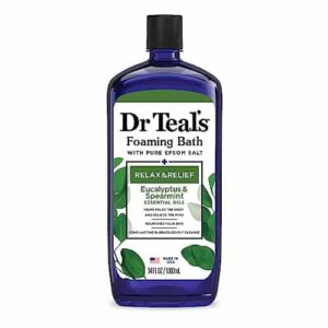 Dr Teal's Foaming Bath with Pure Epsom Salt, Relax & Relief with Eucalyptus & Spearmint, 34 fl oz (Packaging May Vary) - Image 1