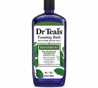 Dr Teal’s Foaming Bath with Pure Epsom Salt, Relax & Relief with Eucalyptus & Spearmint, 34 fl oz (Packaging May Vary)