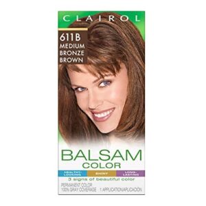 Clairol Balsam Permanent Hair Dye, 611B Medium Bronze Brown Hair Color, Pack of 1 - Image 1