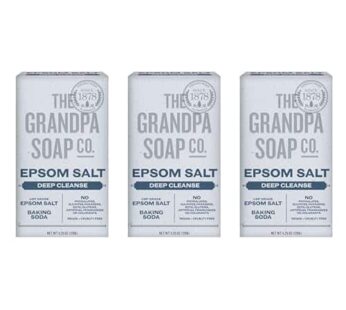 The Grandpa Soap Company Epsom Salt Bar Soap – Deep Cleansing Soap, Made with Epsom Salt and Baking Soda, Removes Dirt Grease and Grime, Vegan, For Fa