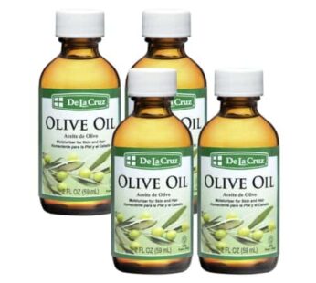 De La Cruz Pure Olive Oil – Natural Expeller Pressed Olive Oil for Hair and Skin – Lightweight Body Oil for Dry Skin 2 Fl Oz (4 Bottles)