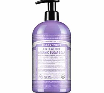 Dr. Bronner’s – Organic Sugar Soap (Lavender, 24 Ounce) – Made with Organic Oils, Sugar & Shikakai Powder, 4-in-1 Uses: Hands, Body, Face & Hair, Clea
