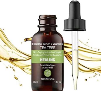 100% NATURAL TEA TREE OIL Vegan Facial Serum for Sensitive Oily Skin Acne Prone with Vitamin E Jojoba Oil Gua Sha 30ml Glass skin Clear Care Non-Greas