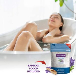 Deep Relaxation Bath Salt 128 Ounces Epsom Salt with Natural Lavender Essential Oil Plus Vitamin C in BPA Free Pouch - Image 2