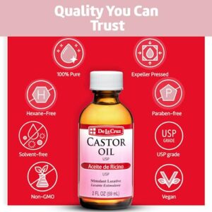 De La Cruz Castor Oil - 100% Pure Castor Oil for Hair, Skin, Eyelashes, and Eyebrows - USP Grade, 2 FL Oz (5 Bottles) - Image 7