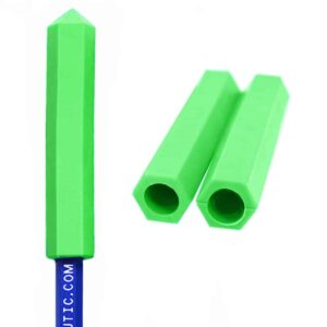 ARK's Krypto-Bite Pencil Topper Chewable Tubes - Made in The USA (3 Pack of Xtra Tough for moderate chewing, Lime Green) - Image 1