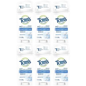 Tom's of Maine Natural Deodorant Stick, Unscented, 2.25 Ounce, Pack of 6 - Image 1