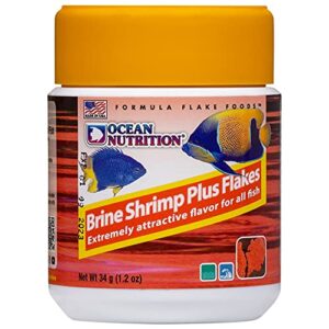 Ocean Nutrition Brine Shrimp Plus Flake Fish Food 1.2 Ounces (34 Grams) Jar | Freshwater & Saltwater Marine Aquarium Flakes Food for Aquariums - Image 1