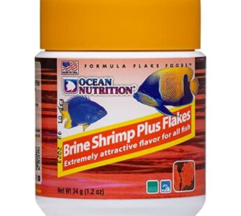 Ocean Nutrition Brine Shrimp Plus Flake Fish Food 1.2 Ounces (34 Grams) Jar | Freshwater & Saltwater Marine Aquarium Flakes Food for Aquariums