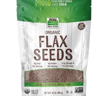 NOW Foods, Organic Flax Seeds, Source of Essential Fatty Acids and Fiber, Certified Non-GMO, Kosher, 2-Pound (Packaging May Vary)
