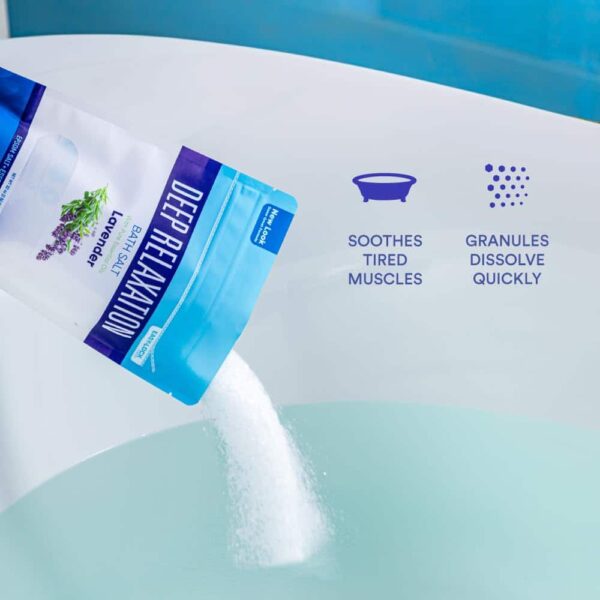 Deep Relaxation Bath Salt 32 Ounces Epsom Salt with Natural Lavender Essential Oil Plus Vitamin C in BPA Free Pouch with Easy Press-Lock Seal - Image 6