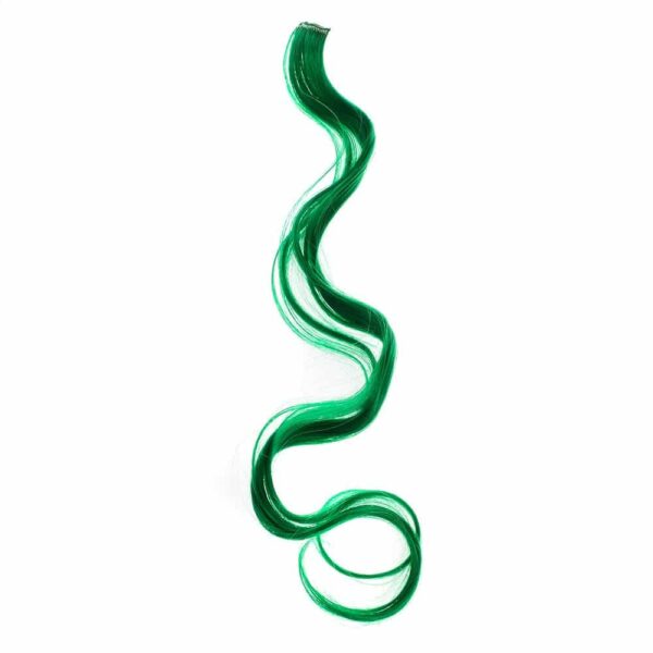 SWACC 12 Pcs Curly Wavy One Color Party Highlights Clip on in Hair Extensions Colored Hair Streak Synthetic Hairpieces (Green) - Image 2