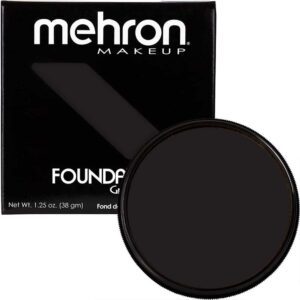 Mehron Makeup Foundation Greasepaint | Stage, Face Paint, Body Paint, Halloween Makeup 1.25 oz (38 g) (BLACK) - Image 3