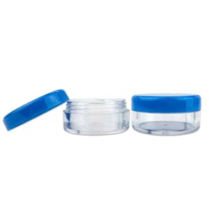 Beauticom (Quantity: 200 Pieces) 5G/5ML Round Clear Jars with Blue Lids for Scrubs, Oils, Toner, Salves, Creams, Lotions, Makeup Samples, Lip Balms - Image 4