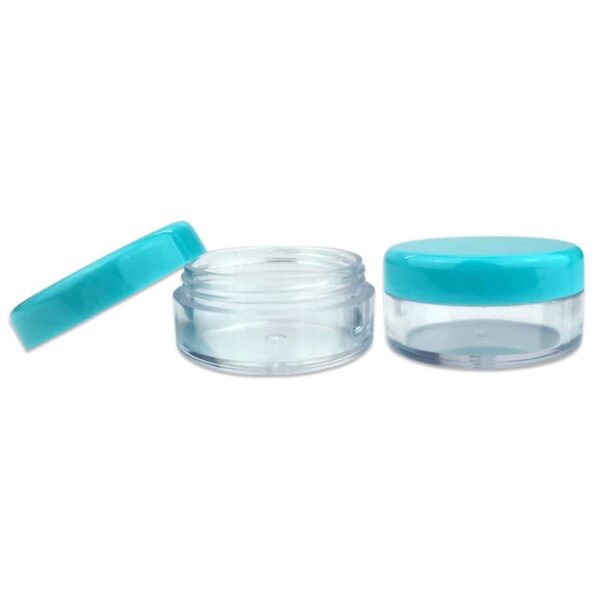 Beauticom (Quantity: 100 Pieces) 5G/5ML Round Clear Jars with Teal Sky Blue Lids for Scrubs, Oils, Toner, Salves, Creams, Lotions, Makeup Samples, Lip - Image 4