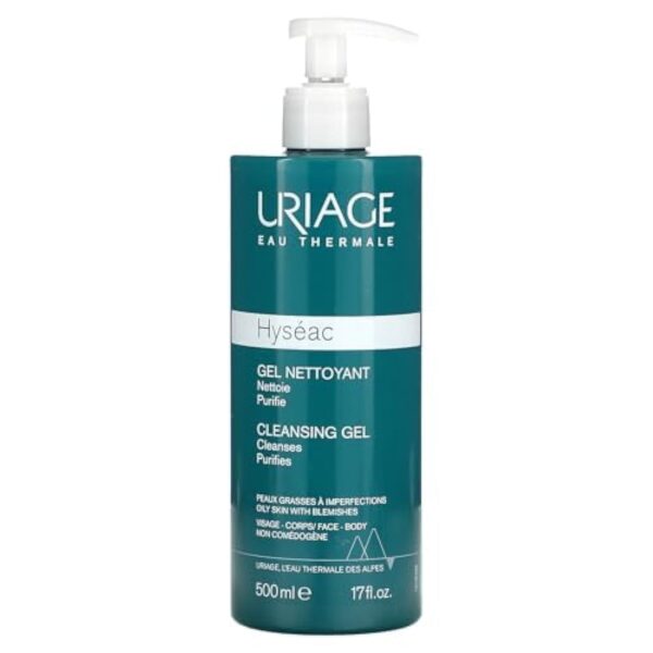 Uriage Hyseac Cleansing Gel | Gentle Face & Body Wash for Oily to Combination Skin Prone to Acne | Hydrating Cleansing Gel that Eliminates Impurities