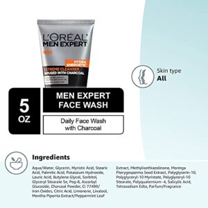 L'Oreal Men Expert Hydra Energetic Facial Cleanser with Charcoal for Daily Face Washing, Mens Face Wash, Beard and Skincare for Men, 5 fl. Oz - Image 7