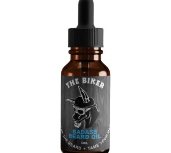 Badass Beard Care Oil for Men – The Biker Scent, 1 oz – All Natural Ingredients, Keeps Beard and Mustache Full, Soft and Healthy