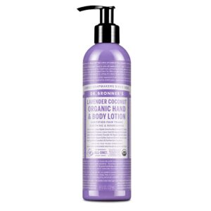 Dr. Bronner's - Organic Lotion (Lavender Coconut, 8 Ounce) - Body Lotion and Moisturizer, Certified Organic, Soothing for Hands, Face and Body, Highly Emollient, Nourishes and Hydrates, Vegan, Non-GMO - Image 1