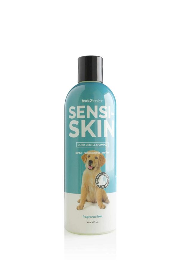 Bark 2 Basics Sensi-Skin Hypoallergenic Shampoo, 16 oz - Naturally Derived, Sensitive Skin Pet Shampoo, Gentle, No Fragrance, Non-Irritating, for Dogs